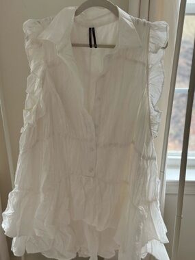 LoveShackFancy White Ruffled Sleeveless Mini Dress Sz 1x